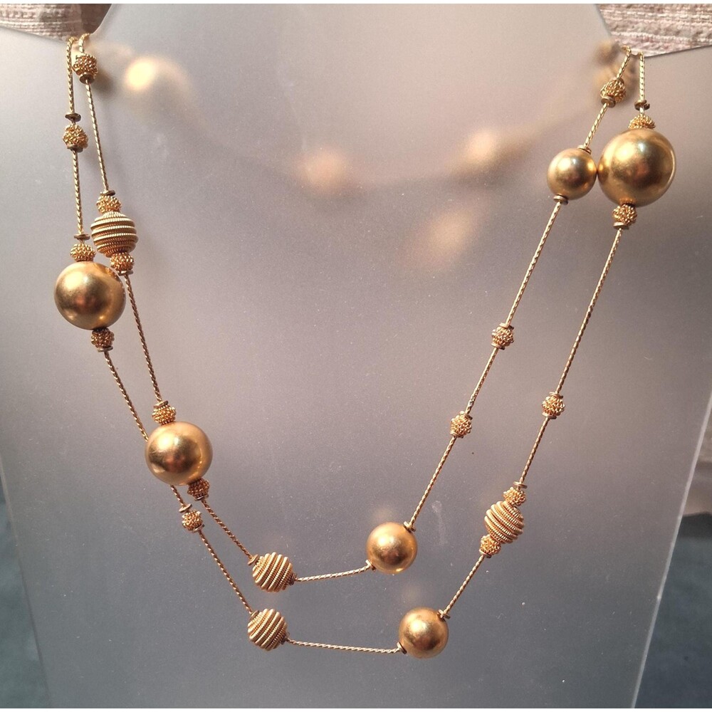 Anne Klein Coil Bead Necklace Gold Chain